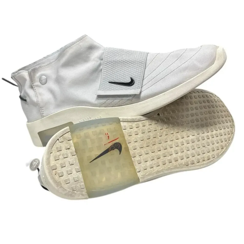 Mens Nike Air Fear Of God Moc AT8086-001 Leather Athletic Sneaker SZ 10.5 Silver